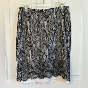 Satin skirt with lace overlay